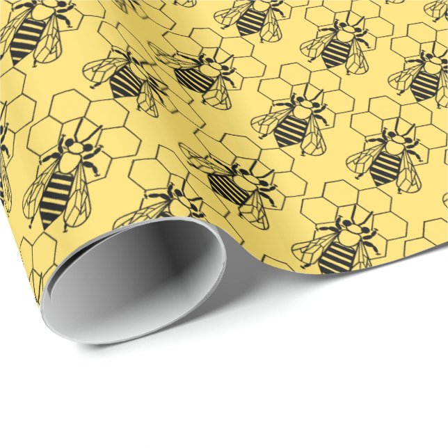 Gift Wrap - Bee on Honeycomb (Roll Corner)