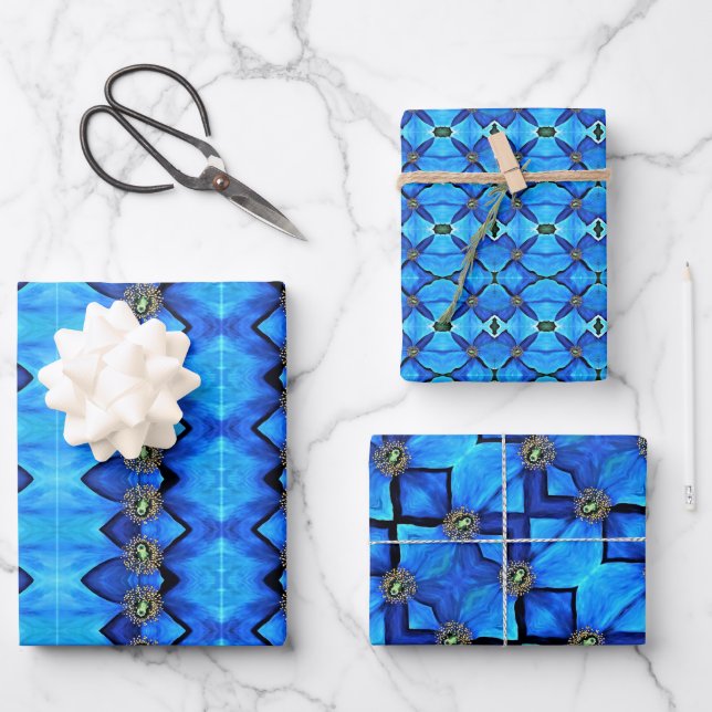 Gift Wrap Blue Himalayan Poppies (Front)