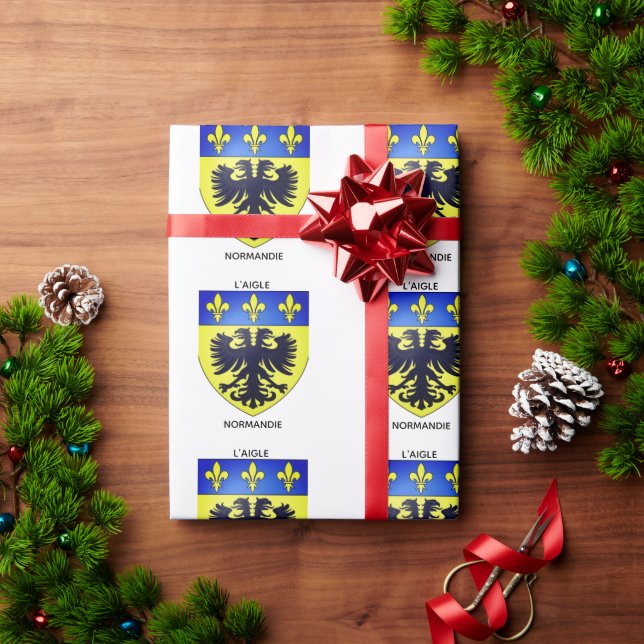 Gift wrap coat of arms of L'Aigle in Normandy (Holiday Gift)
