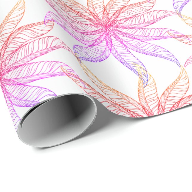 Gift Wrap - Feathery Blossoms in Pinks (Roll Corner)