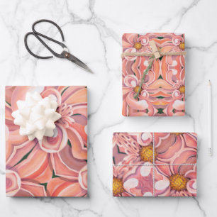 Gift Wrap Paper Peachy Pink Dahlia