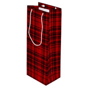 GIFT WRAP RED CHECKERED PLAID WINE GIFT BAG