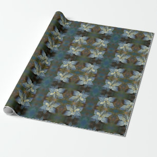 Gift Wrap Roll Blue Poinsettia