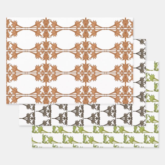 Gift Wrap Set - Leaves at Right Angles Tiled (Set)