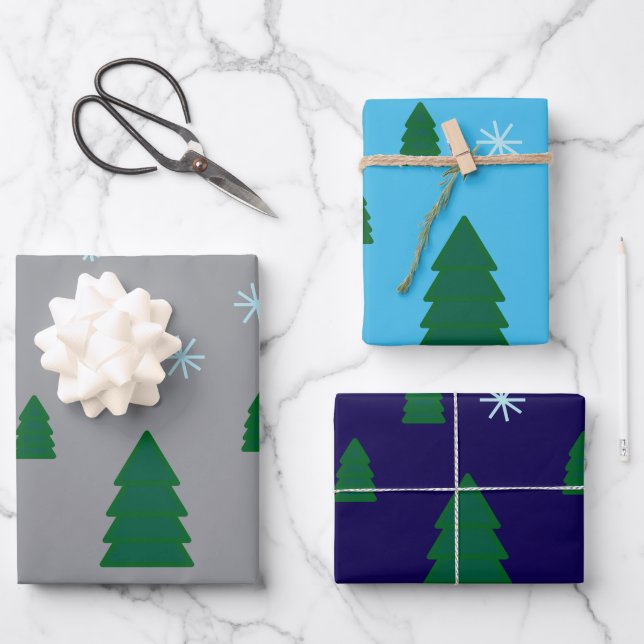 Gift Wrap Set - Pine Forest in Snow (Front)
