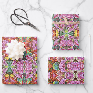 Gift Wrap SG Red & Pink Poinsettias
