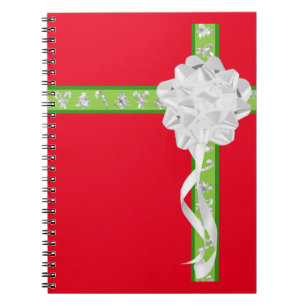 gift wrap silver bow ribbon notebook