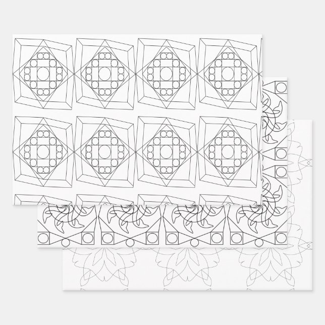 Gift Wrap - Three Mandala Patterns to Colour (v.2) (Set)
