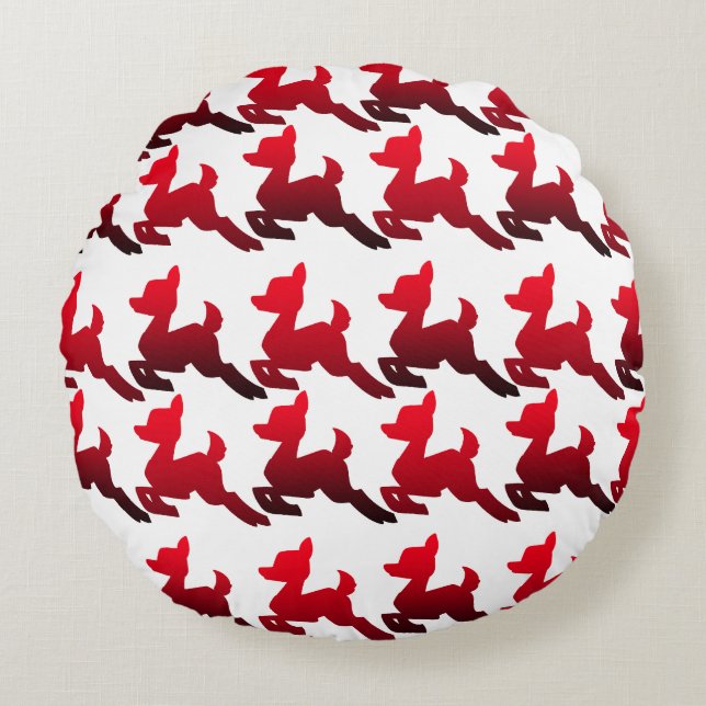 Gift Wrap'd Red & White Round Pillow (Front)