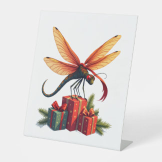 Gift-Wrapped Dragonfly Pedestal Sign