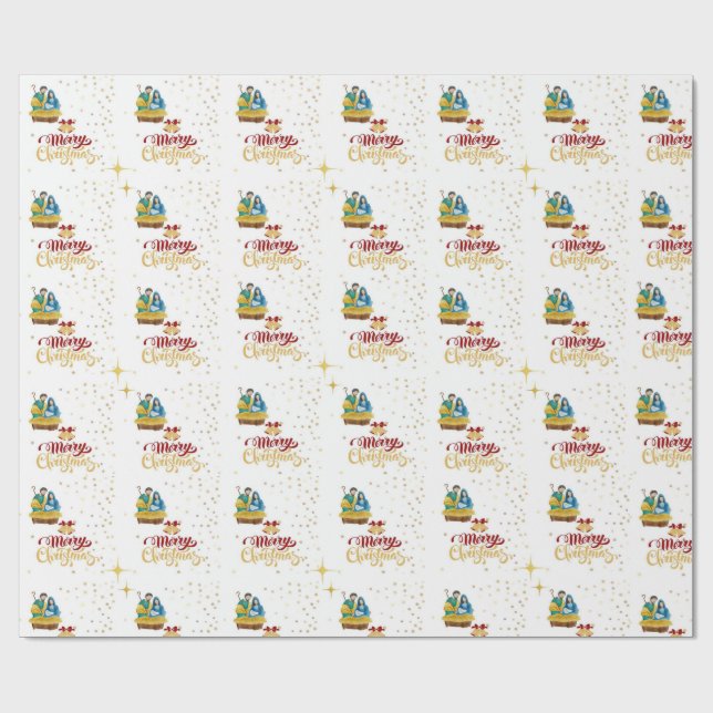 Gift Wrapper Christmas Nativity Scene Wrapping Paper (Flat)