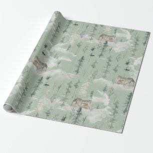 Gift Wrapping Paper Woodland Mountain Cabin 2