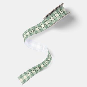 Gift Wrapping Sage Green Gingham Pattern Satin Ribbon