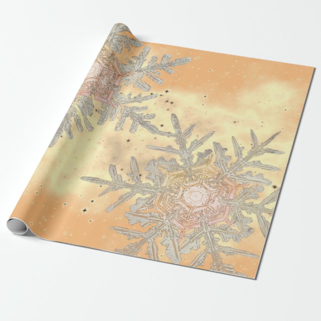 GIFT WRAPPING WILSON BENTLEY SNOWFLAKES SUNSET PAPER (Unrolled)