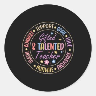 Gifted And Talented Teacher Ck To School Retro Gro Classic Round Sticker