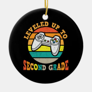 Gifts 2nd Teacher   Levelled Up To Second Grade Ceramic Ornament