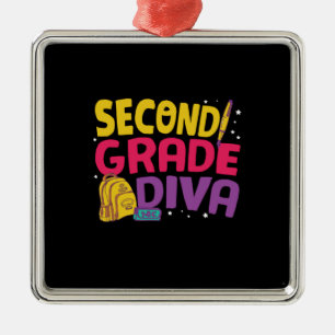 Gifts 2nd Teacher   Second Grade Diva Metal Ornament