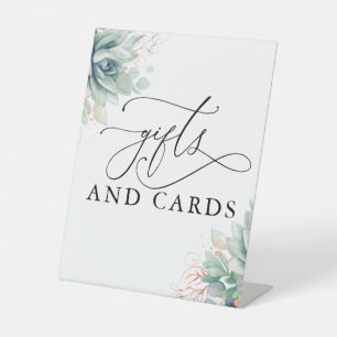 Gifts and Card Succulents Greenery Wedding Pedesta Pedestal Sign