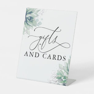Gifts and Card Succulents Greenery Wedding Pedesta Pedestal Sign