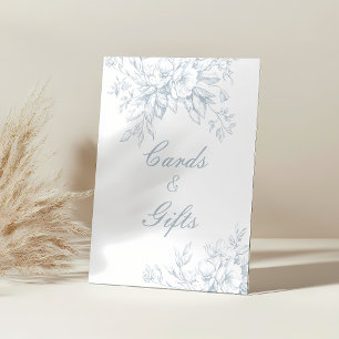 Gifts and Cards Floral Blue Toile Wedding Pedestal Sign