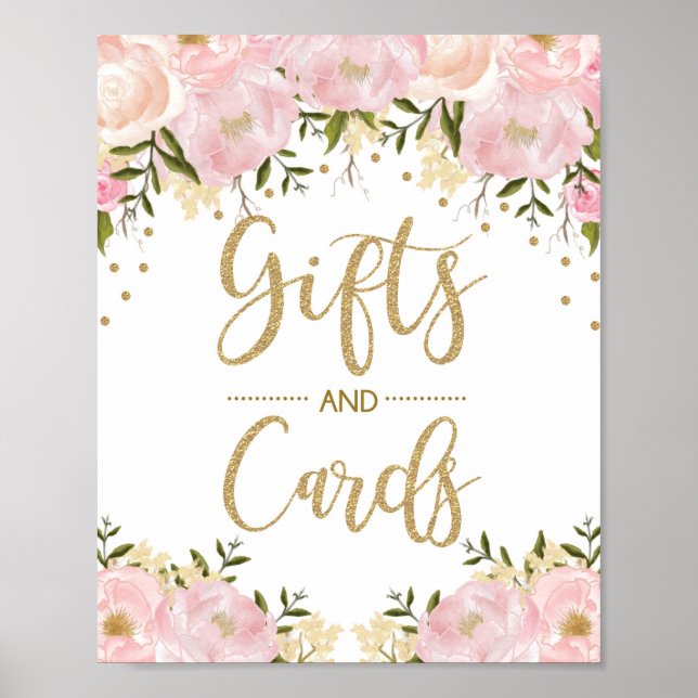 Gifts and Cards Pink Floral Wedding Decoration (Front)