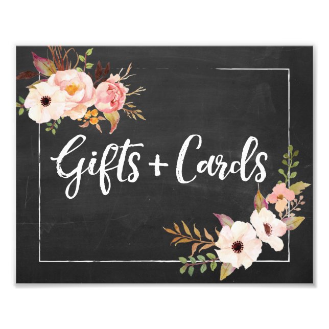 Gifts and Cards Rustic Floral Wedding Sign (Front)