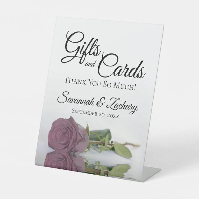 Gifts & Cards Dusty Mauve Pink Rose Thank You Pedestal Sign (Front)