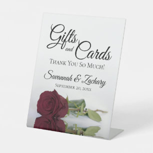 Gifts & Cards Elegant Burgundy Rose Thank You Pedestal Sign