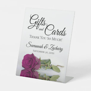 Gifts & Cards Elegant Cassis Purple Rose Thank You Pedestal Sign