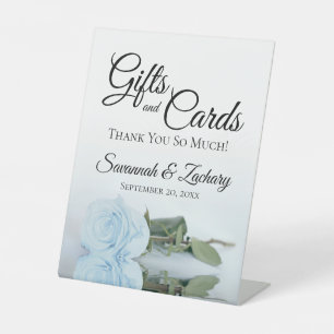 Gifts & Cards Elegant Dusty Blue Rose Thank You Pedestal Sign