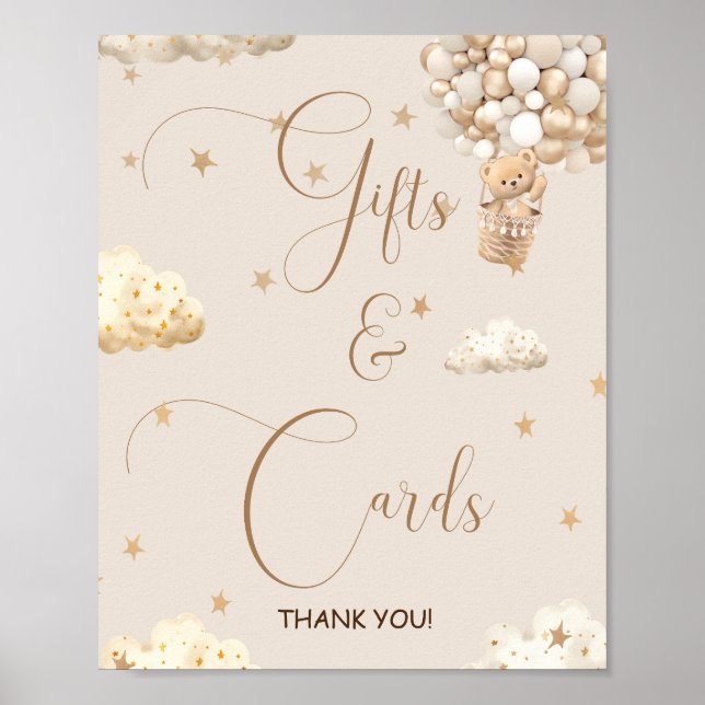 Gifts & Cards Teddy Bear Neutral Baby Shower Sign (Front)