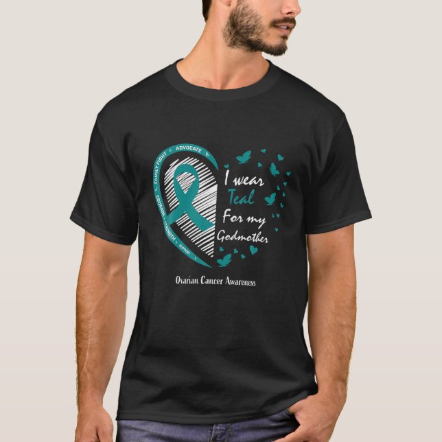 Gifts Cute Products Teal Godmother Ovarian Cancer  T-Shirt (Front)