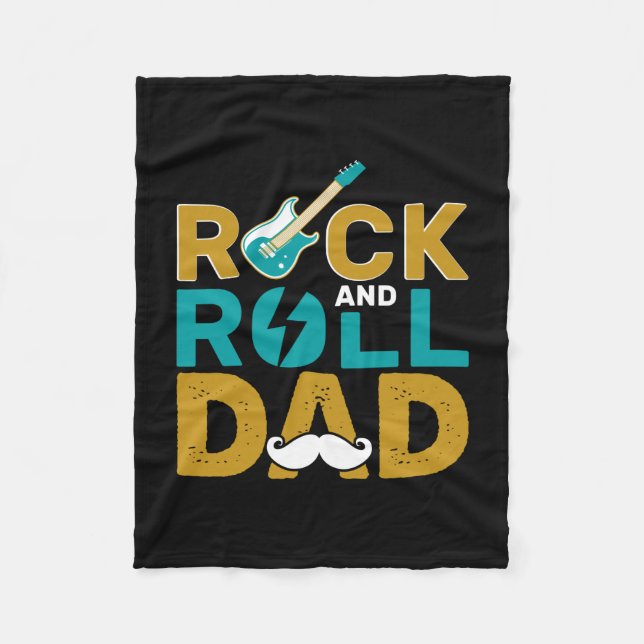 Gifts Dad | Rock And Roll Dad Fleece Blanket (Front)