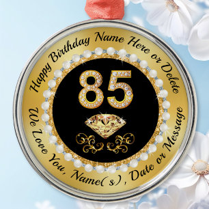 Gifts for 85th Birthday Woman, Mom, Grandma, 85th Metal Ornament