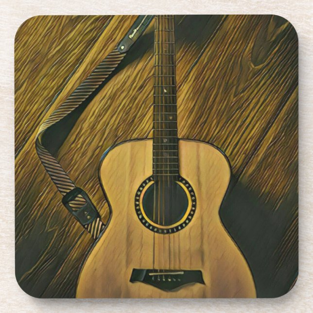 Gifts for a musician guitarist coaster (Front)
