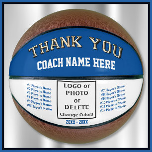 Gifts for Coaches Basketball. Logo, Photo, Names Basketball