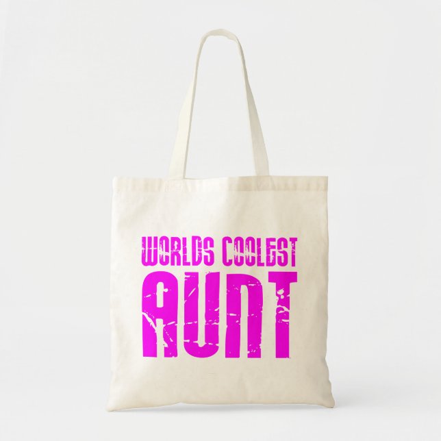 Gifts for Cool Aunts : Pink Worlds Coolest Aunt Tote Bag (Front)