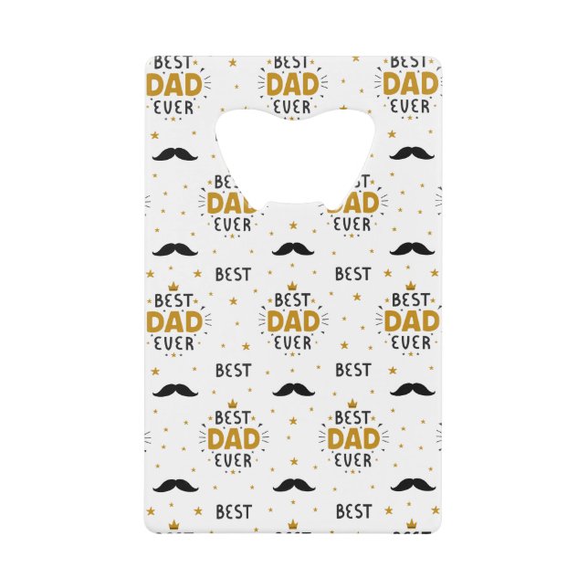 Gifts For Father Best Dad Ever Black Gold Credit Card Bottle Opener (Front)