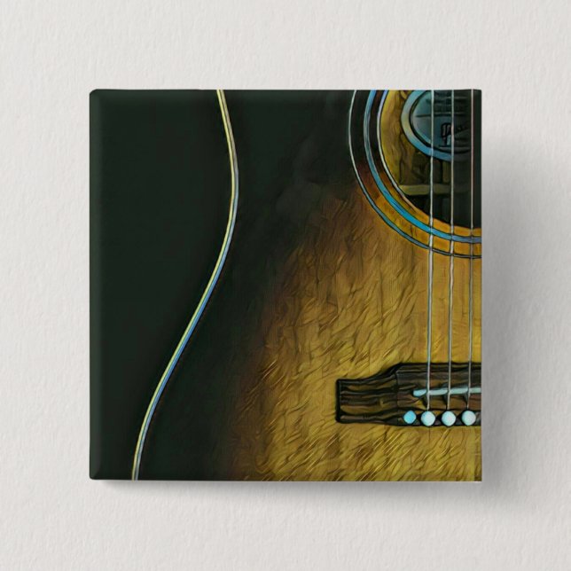 Gifts for guitar lovers 2 inch square button (Front)
