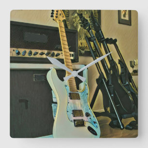 Gifts for guitar lovers square wall clock
