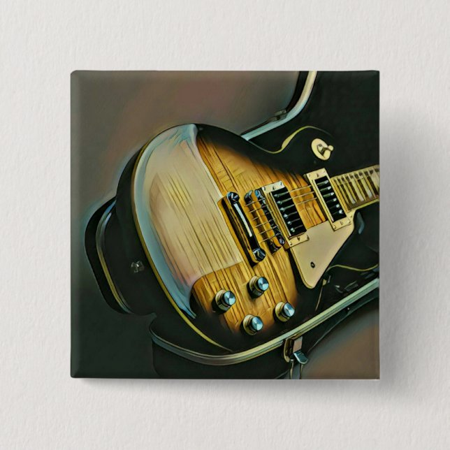 Gifts for guitarist 2 inch square button (Front)