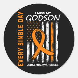 Gifts For Loss Of Godson Leukaemia Awareness Flag Classic Round Sticker