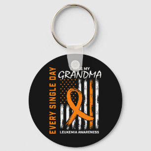 Gifts For Loss Of Grandma Leukaemia Awareness Flag Keychain