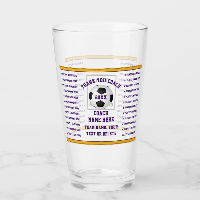 Gifts for Soccer Coaches, Personalized Glass (Front)