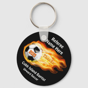 Gifts for Soccer Referees or Coaches, 4 Text Boxes Keychain