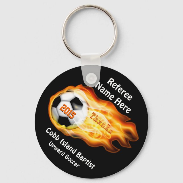 Gifts for Soccer Referees or Coaches, 4 Text Boxes Keychain (Front)
