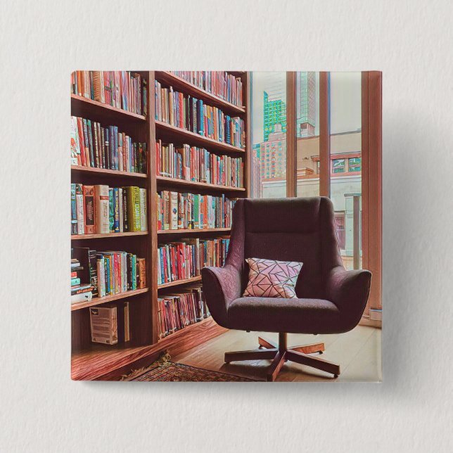 Gifts for teenage book lovers 2 inch square button (Front)