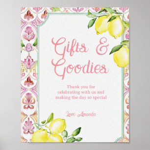 Gifts & Goodies Sign Pink Yellow Lemon Shower