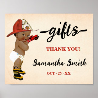 Gifts Little AA Firefighter Baby Shower Poster