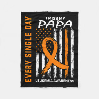 Gifts Loss Of Papa Orange Leukaemia Awareness Flag Fleece Blanket